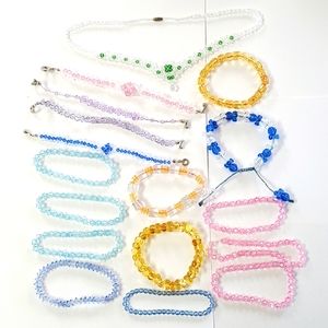 x17 NEW Crystal Bracelets Handmade! Pretty pink blue yellow bracelets necklaces